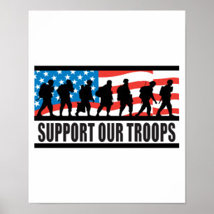 Poster Apoiar a nossa Design de Sinalizador de Tropas