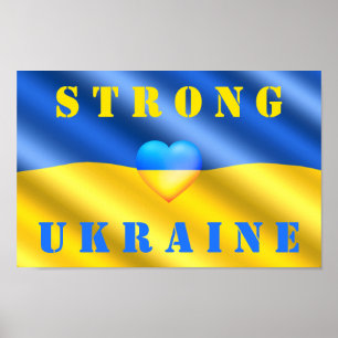 Poster Apoiar a Ucrânia - Forte - Bandeira - Liberdade -