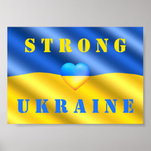 Poster Apoiar a Ucrânia - Forte - Bandeira - Liberdade -