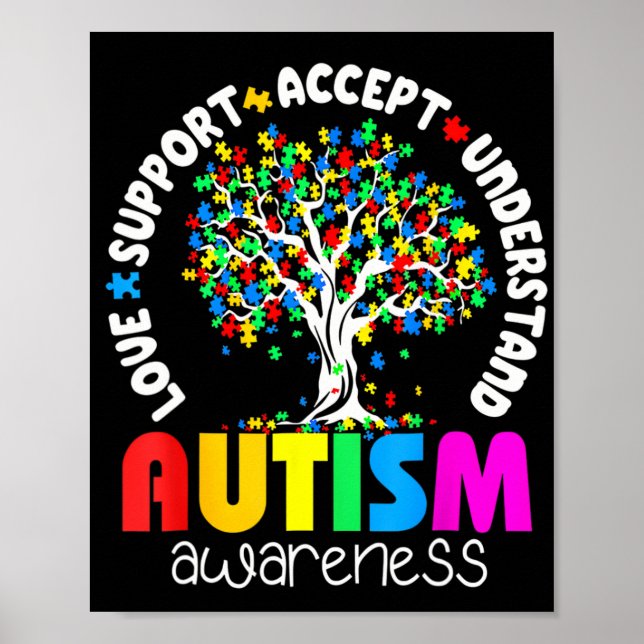 Poster Apoiar Aceitar Compreender Consciência do Autismo  (Frente)