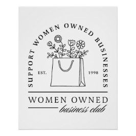 Pôster Apoiar as empresas detidas por mulheres cita estét
