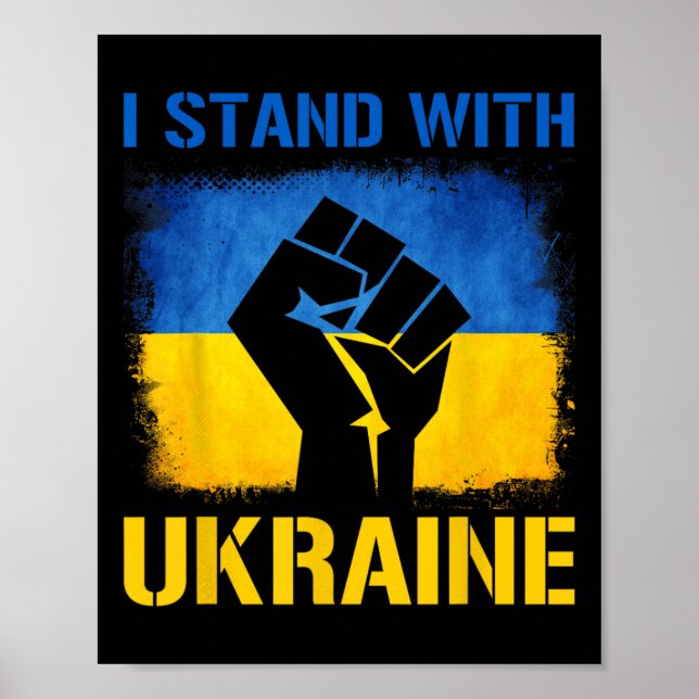 Poster Apoie a Bandeira da Ucrânia Eu Apoio a Ucrânia  (Frente)