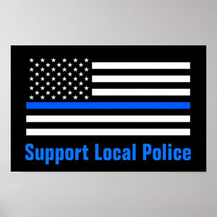Poster Apoie a Linha Azul Fina da Polícia Local