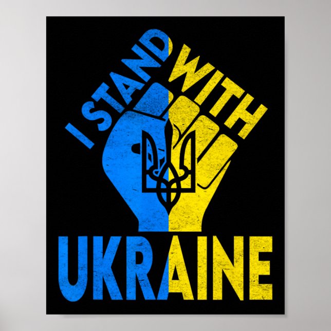 Poster Apoie a Ucrânia Eu Estou Com a Ucrânia Bandeira Uc (Frente)