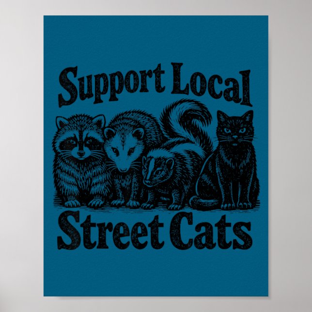 Poster Apoie gatos de rua time lixo gambá (Frente)