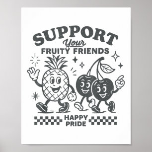 Poster Apoie Seus Amigos Frutados Feliz Orgulho Lgbtq Lés