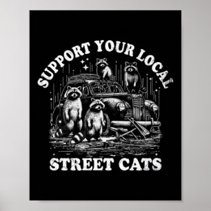 Poster Apoie Seus Gatos de Rua Guaxinins Locais