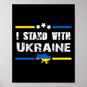 Poster Apoio Eu Fico Com a Bandeira da Ucrânia Americana