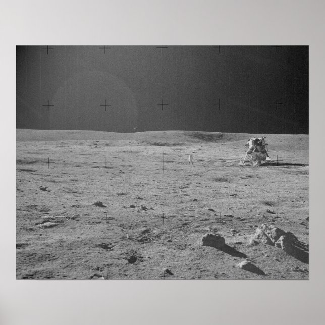 Poster Apollo 14 Astronauta e Módulo Lunar (Frente)