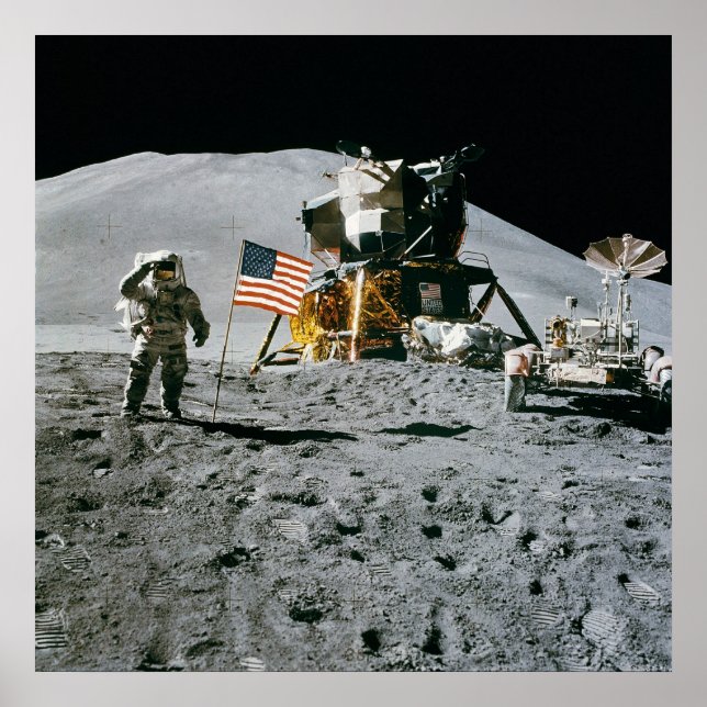 Pôster Apollo 15 Flag Rover LM Irwin (Frente)