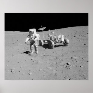 Poster Apollo 15 Veículo Astronauta e Circular Lunar