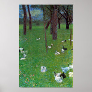 Poster Após a chuva, jardim com as galinhas por Klimt