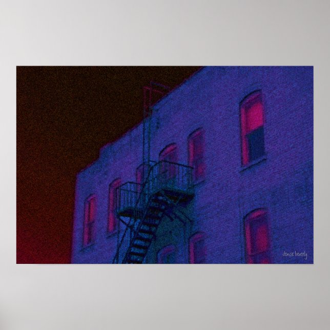 Pôster após horas, brilhar no estilo seurat (Frente)