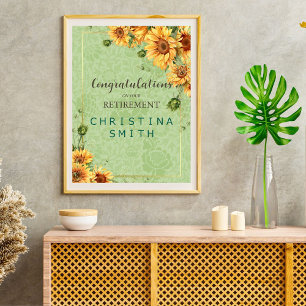 Poster Aposentação da Aquarela de Sunflower Vintage Garde