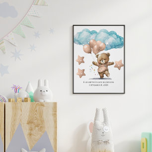 Poster Aposta De Nascimento Pink Bear Bear Clouds Arte De