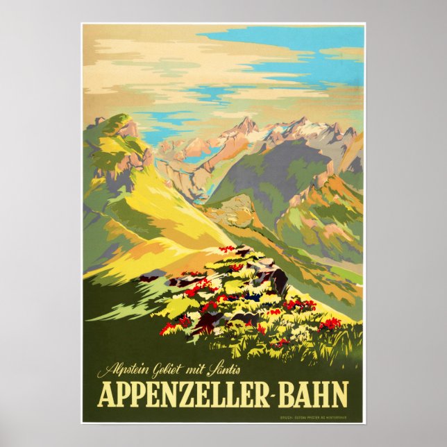 Poster Appenzeller Bahn Swiss Appenzell Railways Viagem (Frente)