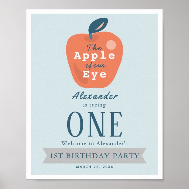 Poster Apple do nosso primeiro aniversario Azul Eye Boy W (Frente)