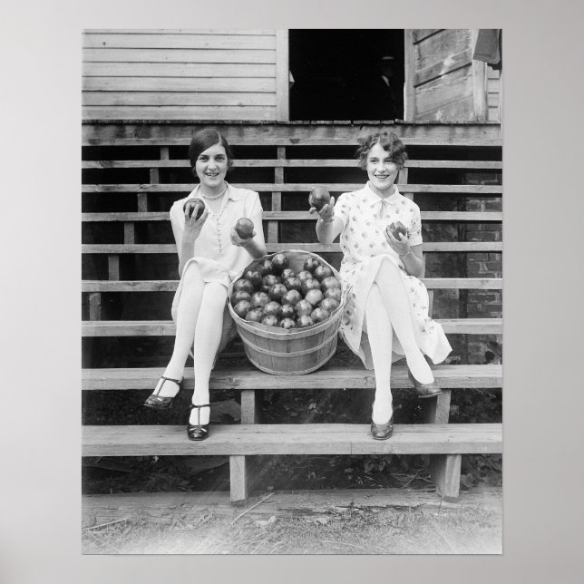 Pôster Apple Harvest Girls, 1927. Vintage Photo (Frente)
