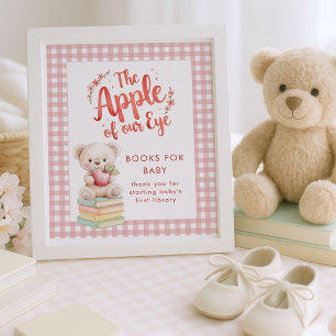 Poster Apple of Eye Books for Baby Gingham Chá de fraldas