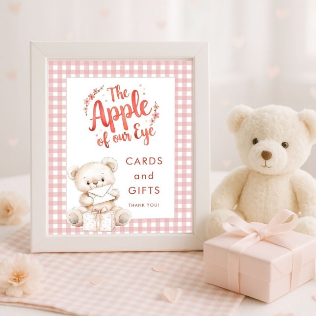 Poster Apple of Eye Gingham Chá de fraldas Cards and Gifs (Criador carregado)