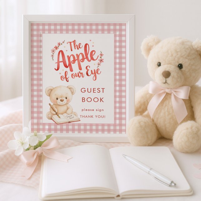 Poster Apple of Eye Gingham Sinal Guest Book Chá de frald (Criador carregado)
