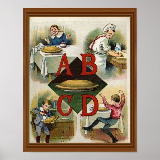 Poster Apple Pie Alphabet 19th Century Ilustration Art (Frente)