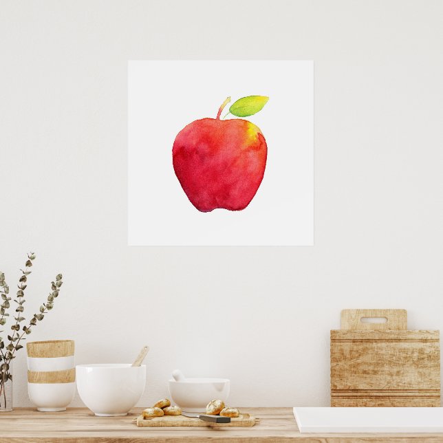 Poster Apple Red Watercolor (Cozinha)