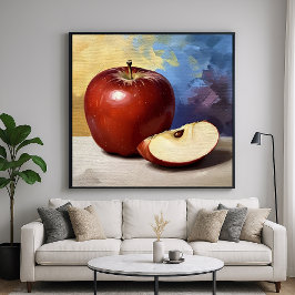 Poster Apple Slice - Estilo do Painterino "Ainda Arte da 