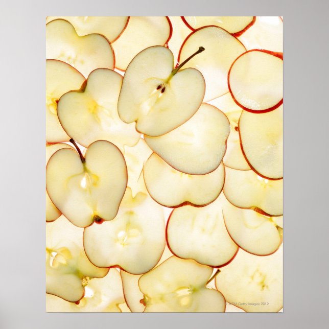 Pôster apple slices backlit and arranged in abstract (Frente)