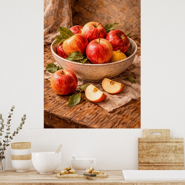 Poster Apples in Rustic Bowl a Classic Still Life (Cozinha)