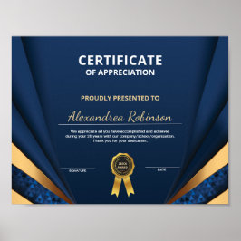 Poster Apreciação Conquista do Certificado Azul Dourado