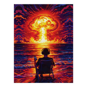 Pôster Apreciador de Música de Guerra Pôr do Sol Nuclear