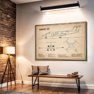 Poster Aprenda 23 - Planos de desenho de projeto de avião
