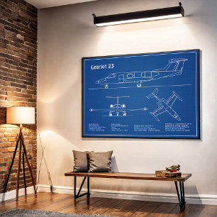 Poster Aprenda 23 - Planos de desenho de projeto de avião