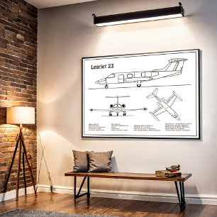 Poster Aprenda 23 - Planos de desenho de projeto de avião