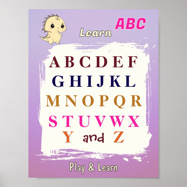 Poster Aprenda ABC com Dino (Frente)