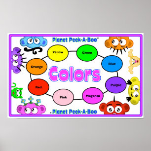 POSTER APRENDA CORES COM PEEKABOO DO PLANETA