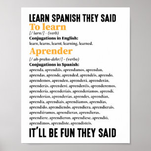 Poster Aprenda Espanhol Será Divertido Que Eles Disseram 