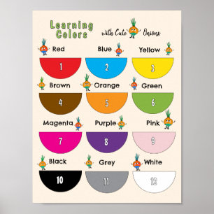 Poster Aprendendo Cores com Cebolas Fofas