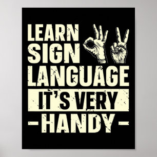 Poster Aprender a linguagem de sinais É muito útil a cons