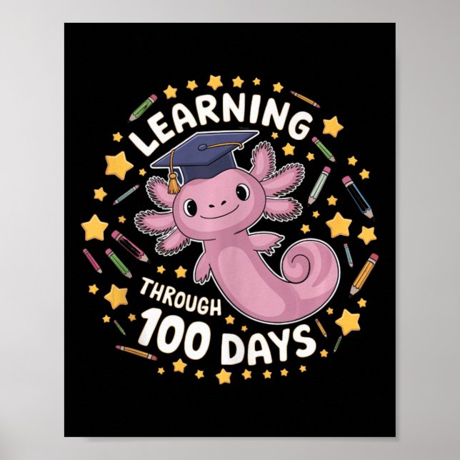 Poster Aprender Axolotl Através De 100 Dias De Graduação  (Frente)