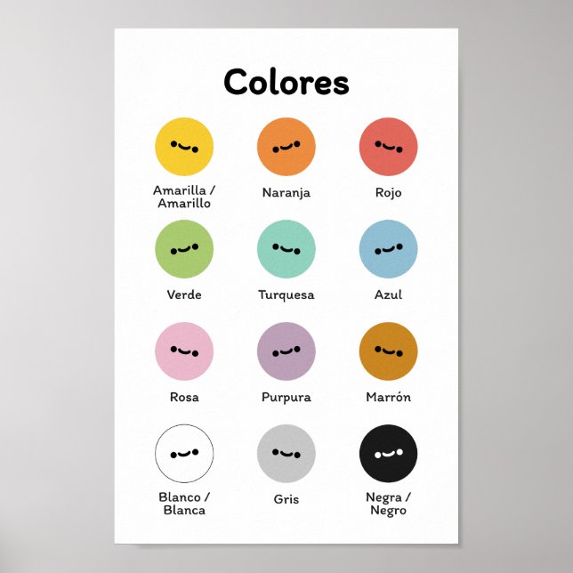 Poster Aprender cores (em espanhol) (Frente)