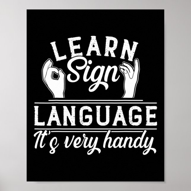 Poster Aprender Língua de Sinais Professor de Asl Conscie (Frente)