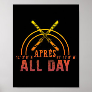 Poster Après All Day Snowboard Retro Par de Esqui de inve