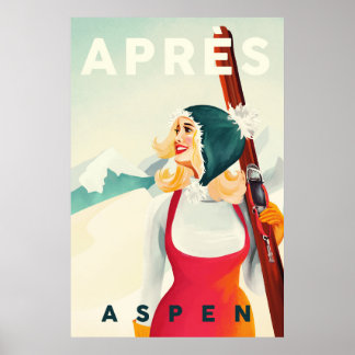 Poster "Apres Ski Aspen" Legal Pinup Girl Skiing