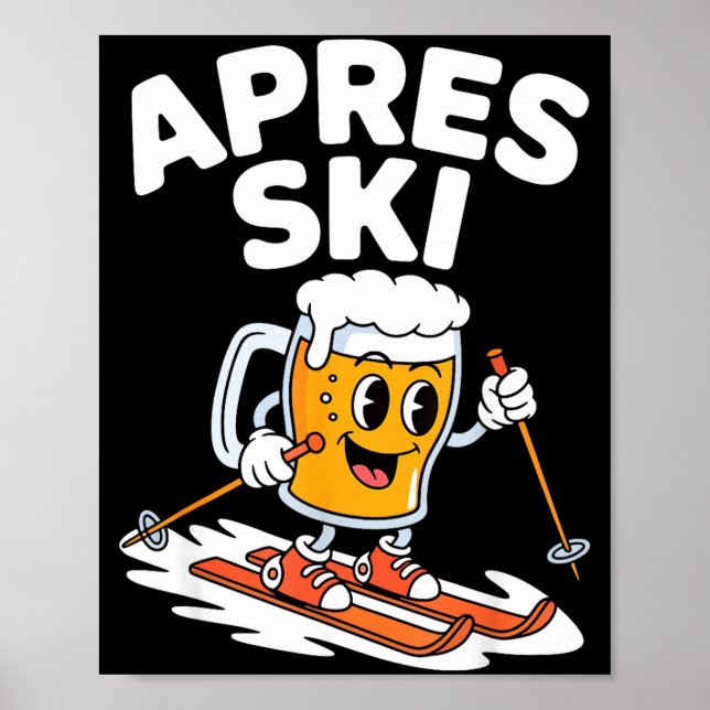Poster Apres ski beer mug skiing funny winter vacation Ap (Frente)