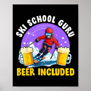 Poster Apres-ski Escola de Esqui Guru Cerveja Incluída Di