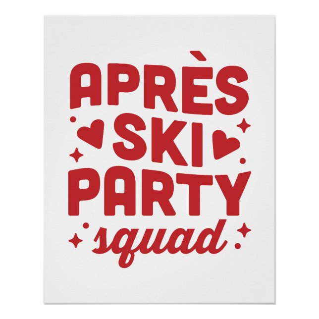 Pôster Apres ski party squad skiing holiday red aesthetic (Frente)