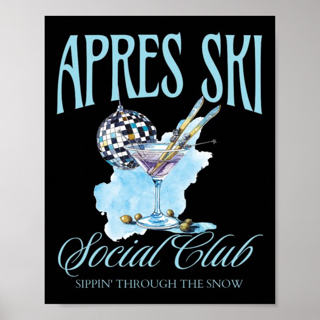Poster Apres Ski Social Club Bebendo Mulheres no inverno (Frente)