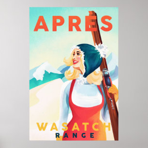 Poster "Apres Ski Wasatch Range" Vintage Utah Ski Art